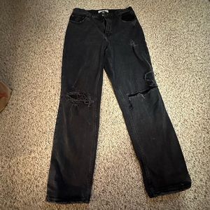 Abercrombie Curve Love 90s Straight Ultra High Black Jeans Rise Size 10R